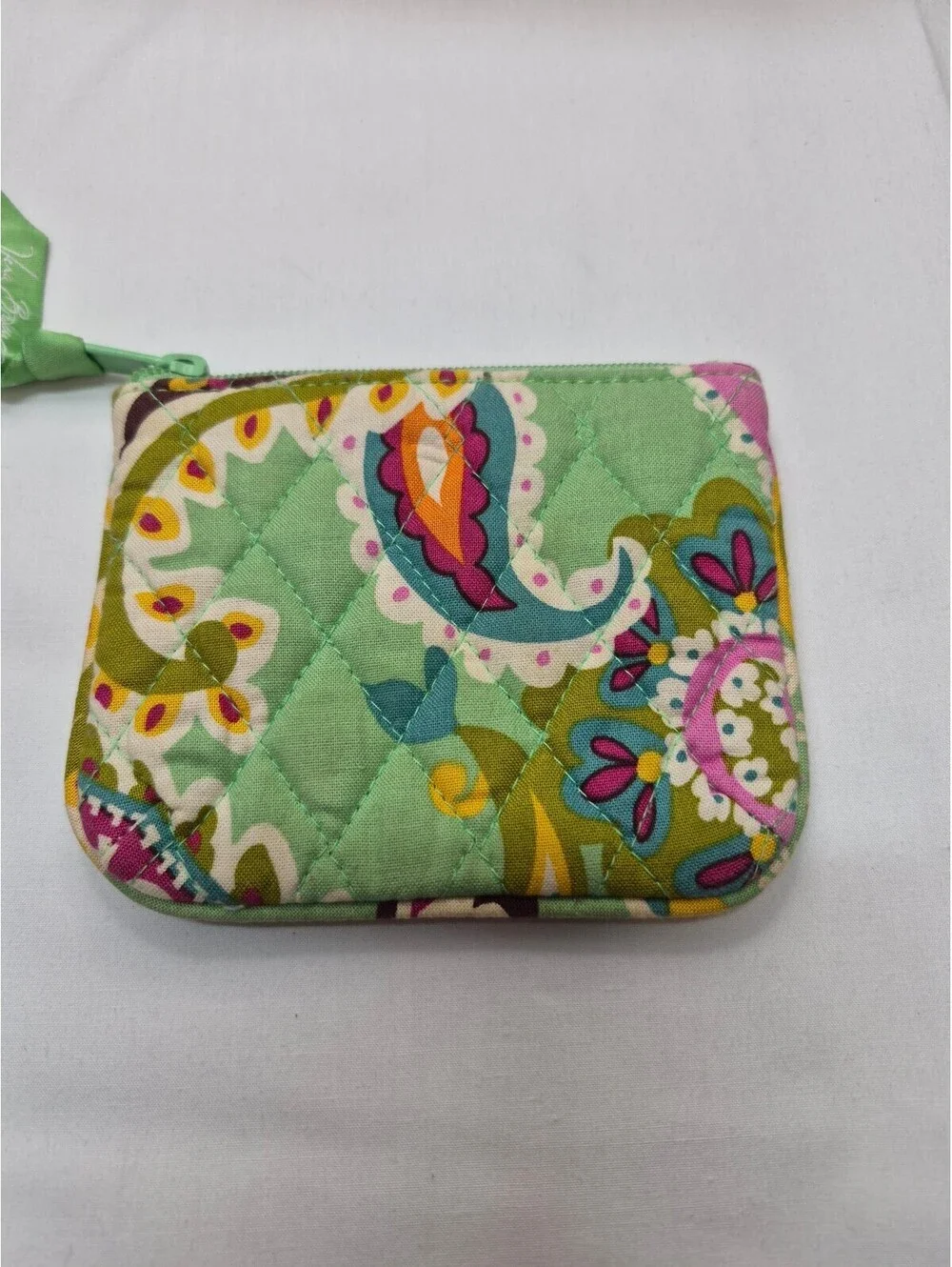 Vera Bradley Quilted Small Coin Purse with Green Paisley Pattern B447